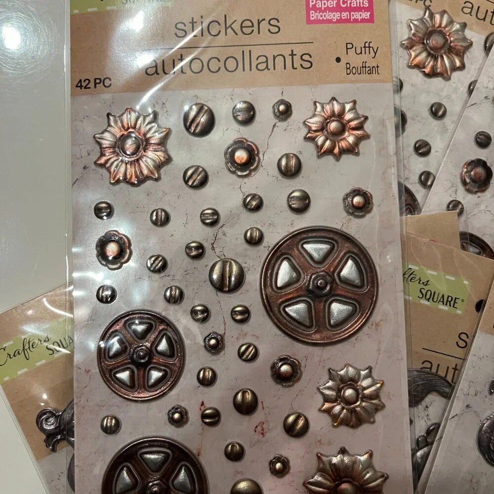 Puffy Stickers‎ -  Ornate Frames Steampunk Industrial  (10 packs) NEW